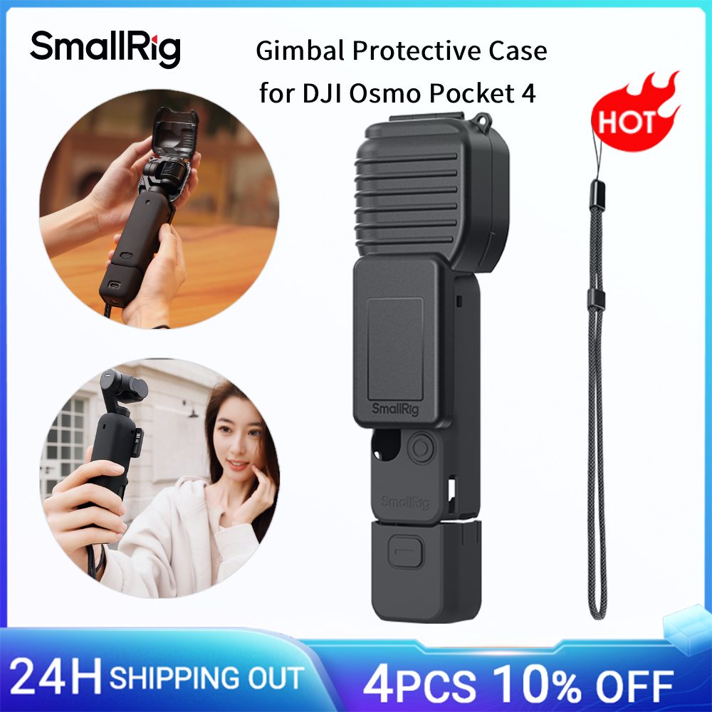 Custodia Protettiva SmallRig per Gimbal DJI Osmo Pocket 4 con Cinghia da Polso, Custodia in Silicone Protettiva per il Corpo e lo Schermo, Impugnatura Filettata 6005