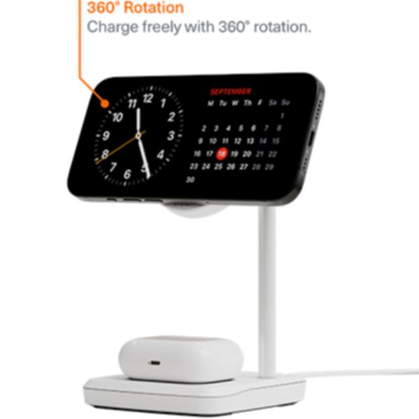 Cygnett Chargebase Base Di Ricarica 2 In 1 Qi2 Per Iphone 16 E Precedenti Airpods Bianco CY5099BUNCP