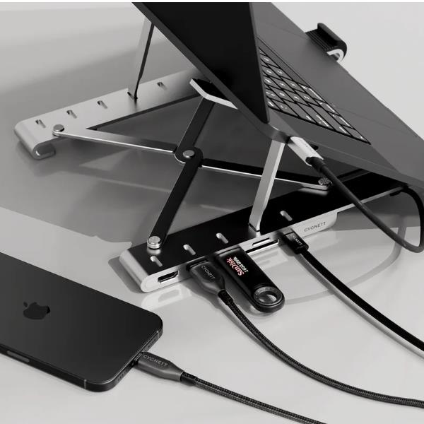 Cygnett Unite 7in1 Hub With Folding Laptop Riser - Single Hdmi CY5405CYHUB Cygnett Unite 7in1 Hub With Folding Laptop Riser - Single Hdmi CY5405CYHUB