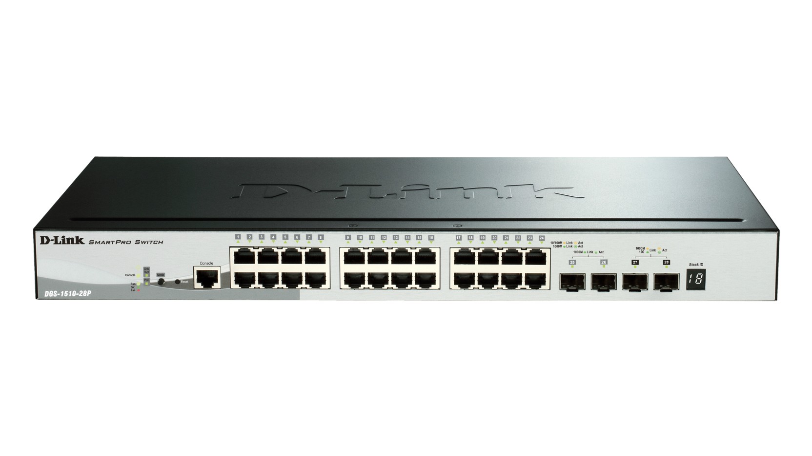 D-Link 28-Port 10/100/1000Mbps Gigabit Stackable Smartpro Poe Switch Including 2 Sfp Ports And 2 X 10G Sfp+ Ports D-Link 28-Port 10/100/1000Mbps Gigabit Stackable Smartpro Poe Switch Including 2 Sfp Ports And 2 X 10G Sfp+ Ports