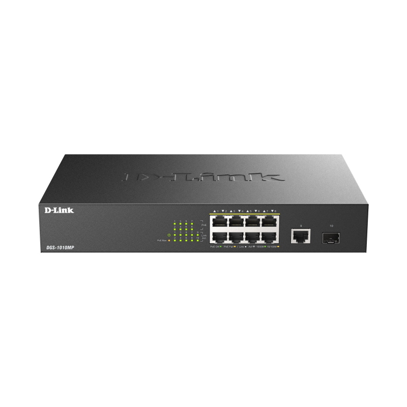D-link dgs-1010mp/e switch di rete non gestito l2 gigabit ethernet (10/100/1000) supporto power over ethernet (poe) 1u nero