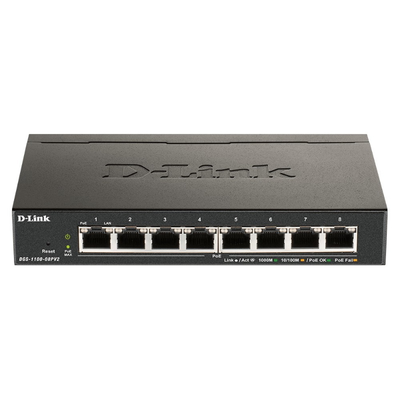 D-link dgs-1100-08pv2 gestito l2/l3 gigabit ethernet (10/100/1000) supporto power over ethernet (poe) nero
