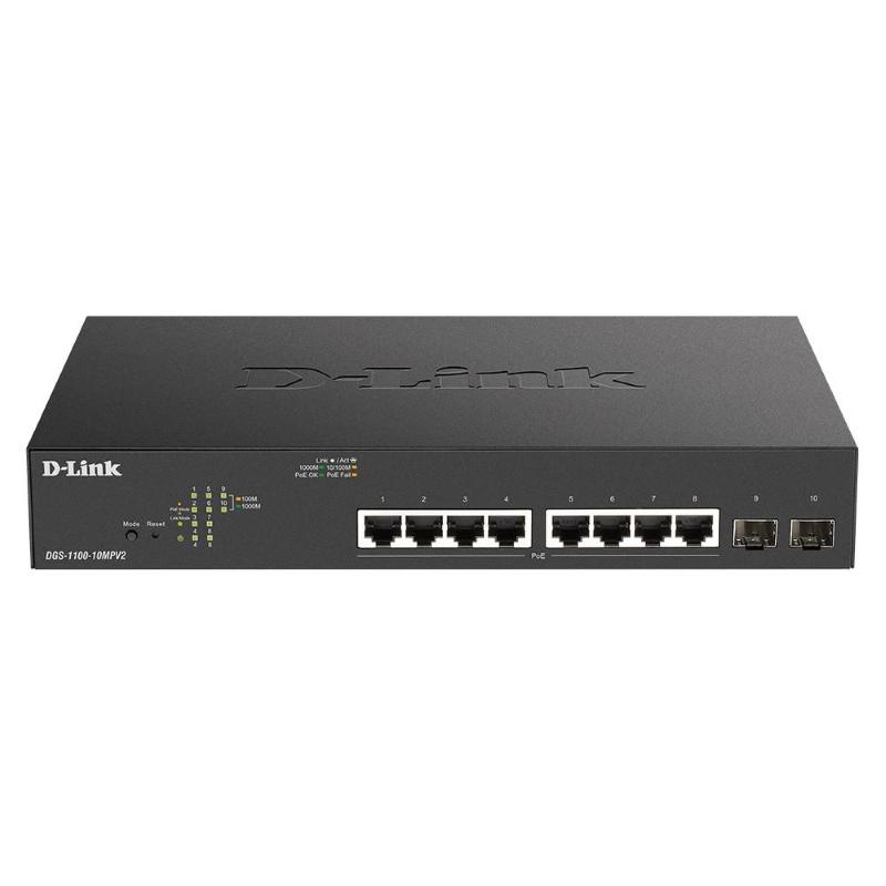 D-link dgs-1100-10mpv2 gestito l2 gigabit ethernet (10/100/1000) supporto power over ethernet (poe) 1u nero