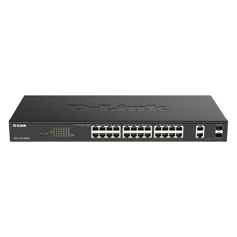 D-link dgs-1100-26mpv2/e switch di rete gestito l2 gigabit ethernet (10/100/1000) supporto power over ethernet (poe) nero