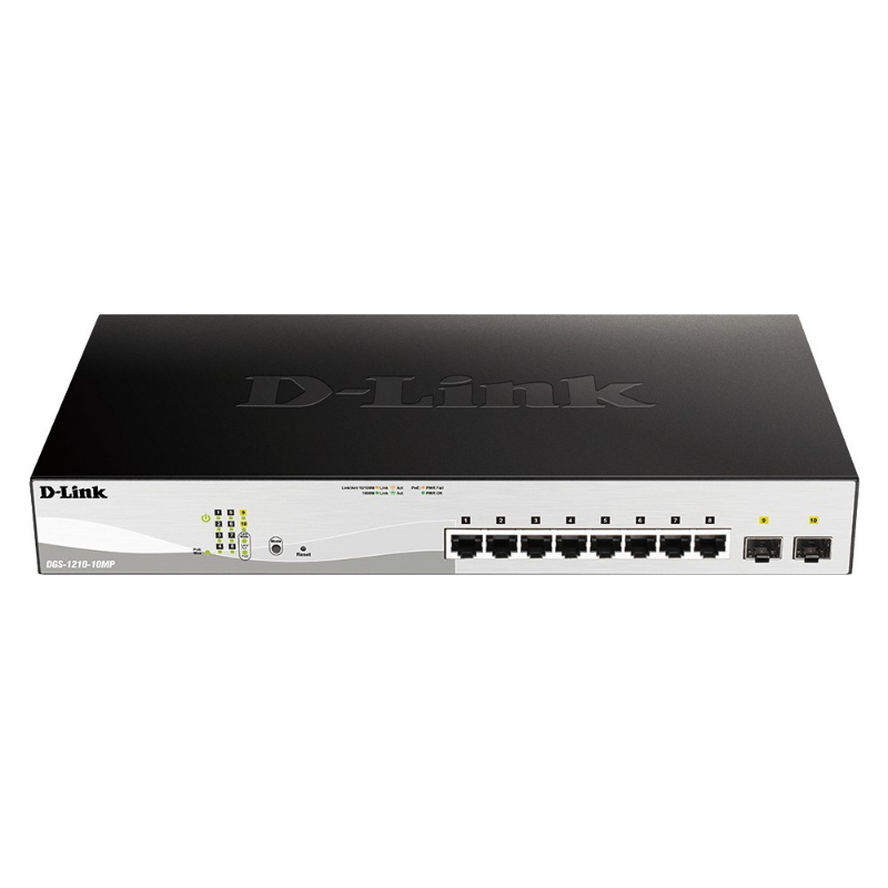 D-link dgs-1210-10mp gestito l2 gigabit ethernet (10/100/1000) supporto power over ethernet (poe) nero, grigio