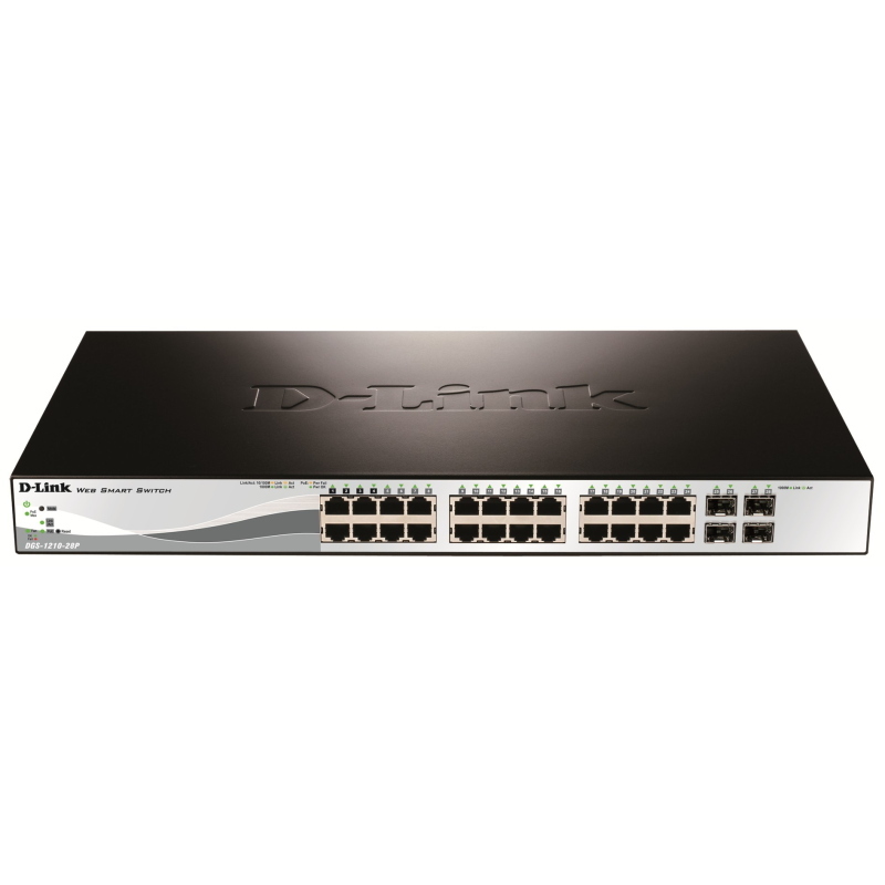 D-link dgs-1210-28p gestito l2 gigabit ethernet (10/100/1000) supporto power over ethernet (poe) 1u
