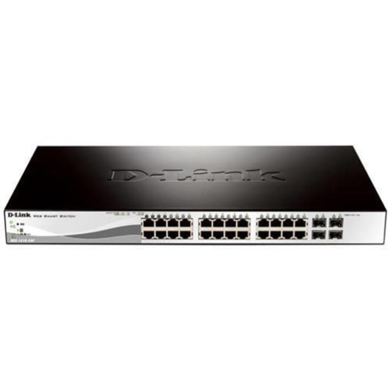 D-link dgs-1210-28p switch gestito l2 24 x 10/100/1000 (poe) + 4 x gigabit sfp montabile su rack