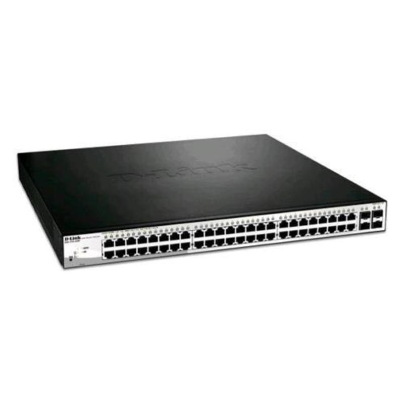 D-link dgs-1210-52mp switch gestito 8 x 10/100/1000 (poe+) + 40 x 10/100/1000 (poe) + 4 x sfp poe+ (370 w) montabile su rack