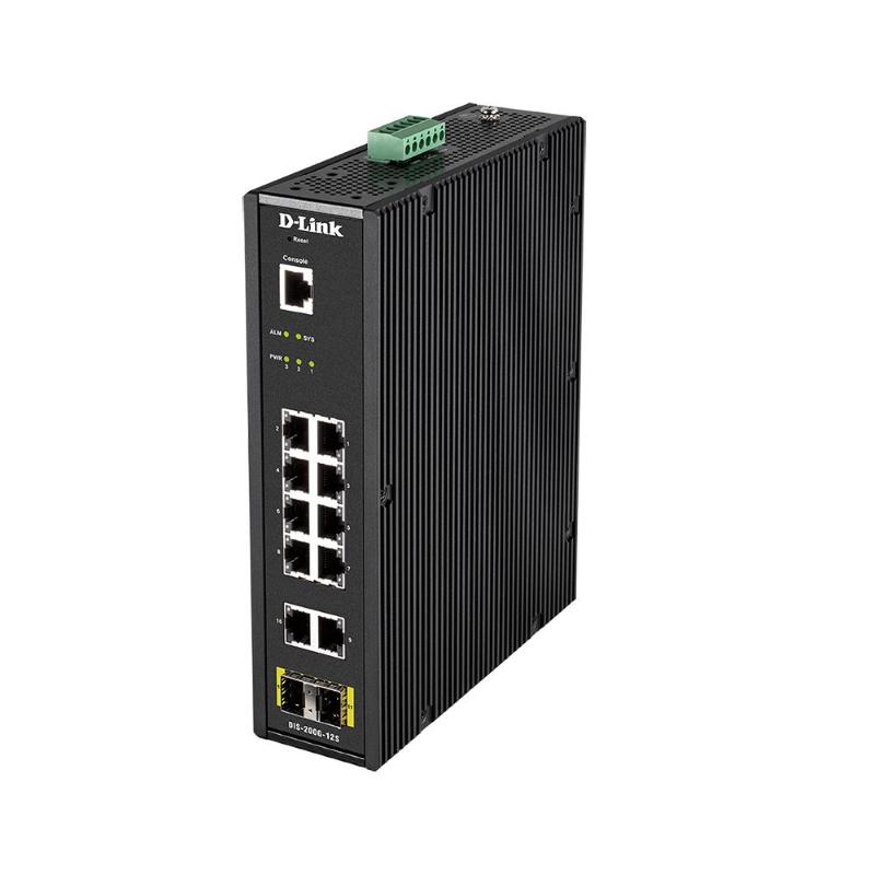 D-link dis-200g-12s switch 12 porte gestisto l2 gibagibit 10 x 10/100/1000base-t ports, 2 x sfp