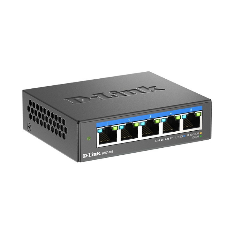 D-link dms-105 non gestito l2 2.5g ethernet (100/1000/2500) nero D-link dms-105 non gestito l2 2.5g ethernet (100/1000/2500) nero
