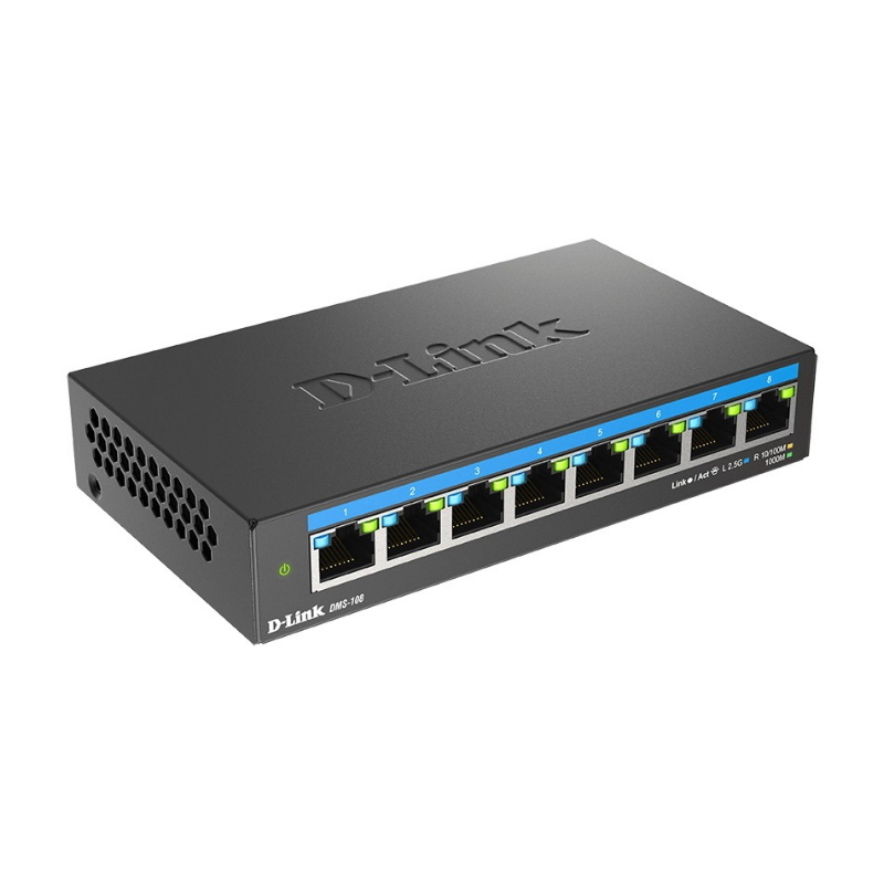 D-link dms-108 non gestito l2 2.5g ethernet (100/1000/2500) nero D-link dms-108 non gestito l2 2.5g ethernet (100/1000/2500) nero