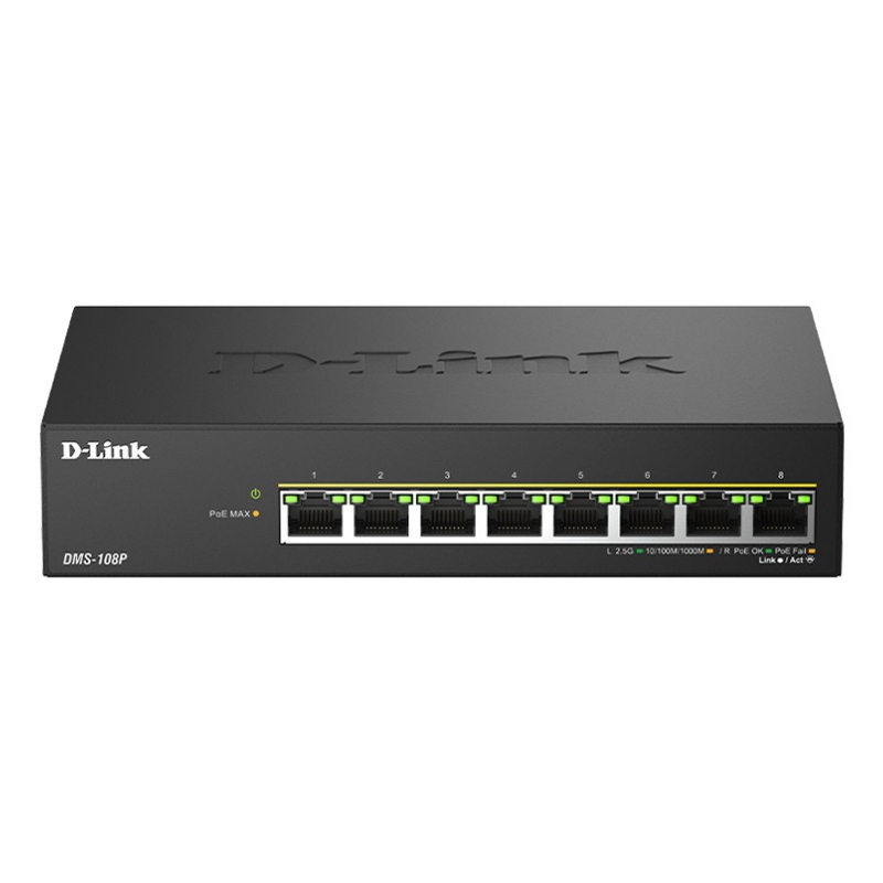 D-link dms-108p/e switch di rete non gestito 2.5g ethernet (100/1000/2500) supporto power over ethernet (poe) nero D-link dms-108p/e switch di rete non gestito 2.5g ethernet (100/1000/2500) supporto power over ethernet (poe) nero