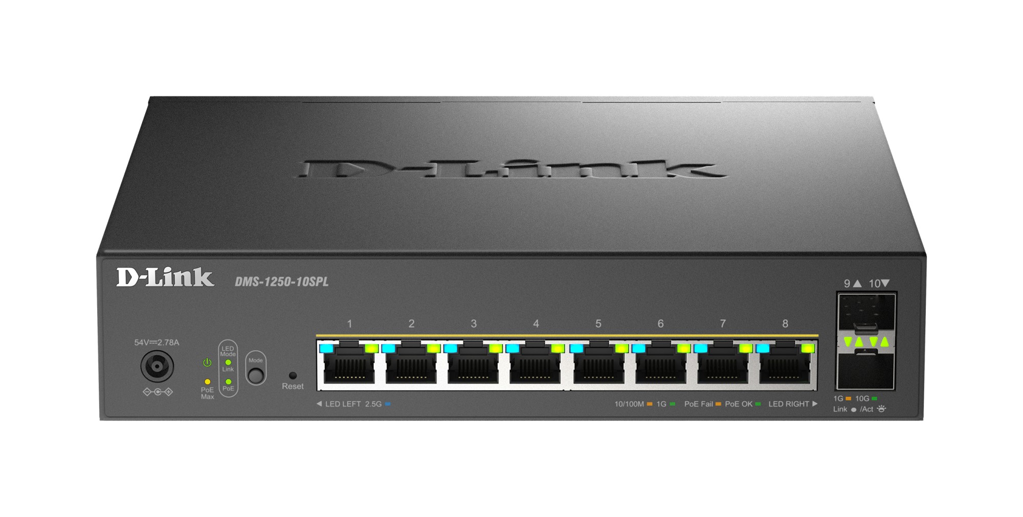 D-Link Switch 10-Port Multi-Gigabit Smart Managed Poe+ Including 8 Multi-Gigabit 2.5G Poe And 2 10G