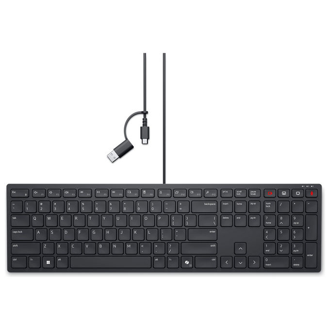 Dell KB525C-EN-EMEA Tastiera cablata per la collaborazione Pro Full-size QWERTY US International con tasti di scelta rapida programmabili e retroilluminata colore Nero