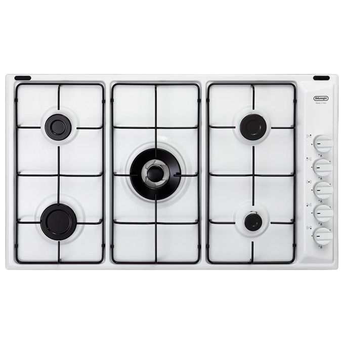 De'Longhi BL59DD Piano cottura a Gas 90 cm 5 Fuochi Da Incasso 1 Bruciatore Ultrarapido Doppia Corona colore Bianco