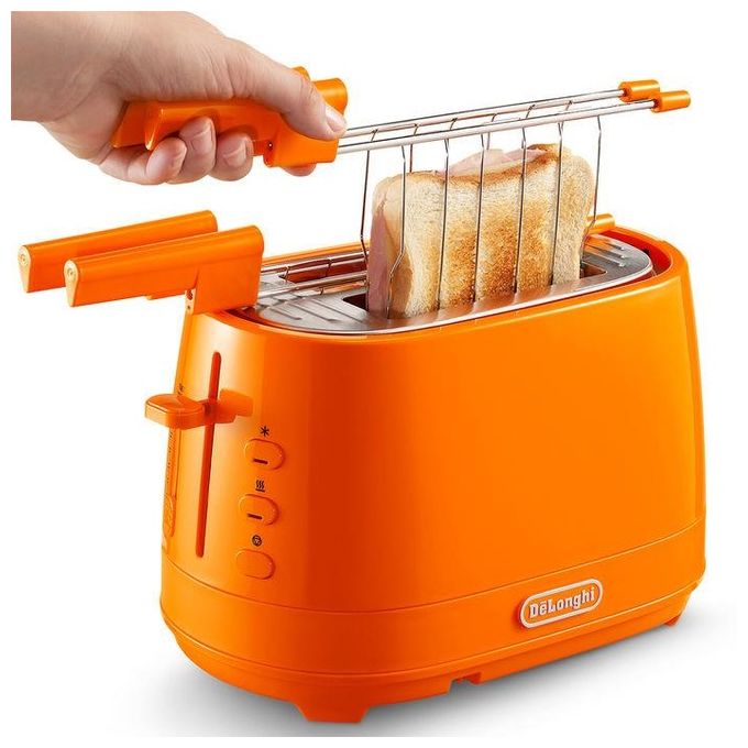 De'Longhi CTLAP2203.O Tostapane 2 fette 550 W funzione scongelamento e riscaldamento griglia panino colore Arancione De'Longhi CTLAP2203.O Tostapane 2 fette 550 W funzione scongelamento e riscaldamento griglia panino colore Arancione