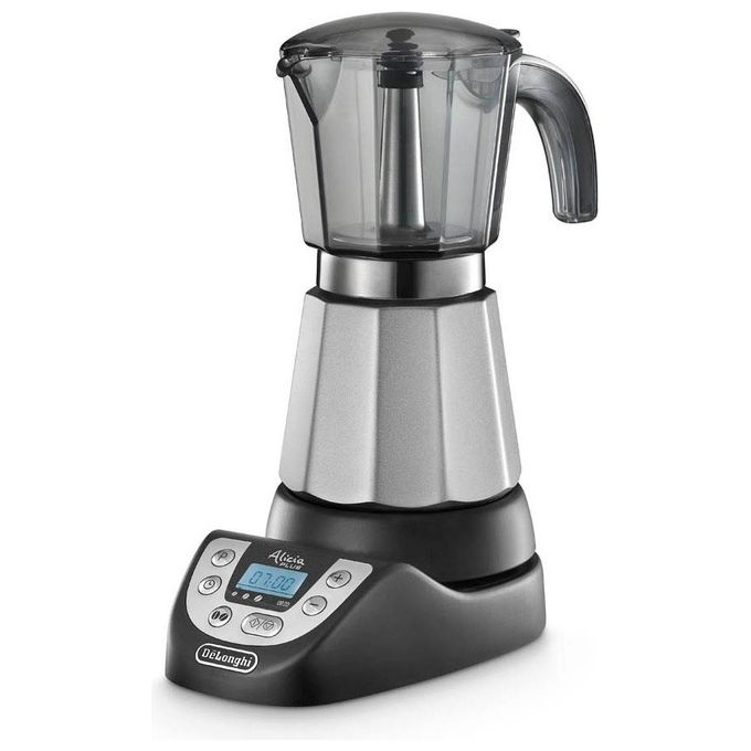 De'Longhi EMKP63B Alicia Plus Macchina da caffe' Moka Elettrica 3-6 Tazze 0,25 L 450 W Timer Programmabile Funzione Orzo colore Nero Argento