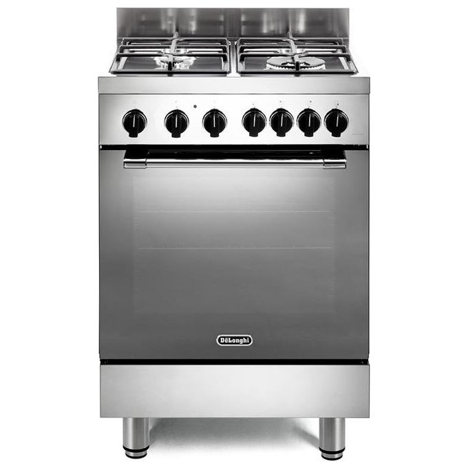 De'Longhi GEMMA66GVL Cucina a gas libera installazione 4 fuochi doppia corona griglie ghisa forno ventilato 65 L 6 funzioni Classe A (60x60x86 cm) colore Inox De'Longhi GEMMA66GVL Cucina a gas libera installazione 4 fuochi doppia corona griglie ghisa forno ventilato 65 L 6 funzioni Classe A (60x60x86 cm) colore Inox