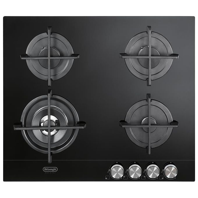 De'Longhi NSL460N Piano cottura a gas da incasso 60 cm 4 fuochi 1 doppia corona griglie ghisa colore Nero De'Longhi NSL460N Piano cottura a gas da incasso 60 cm 4 fuochi 1 doppia corona griglie ghisa colore Nero