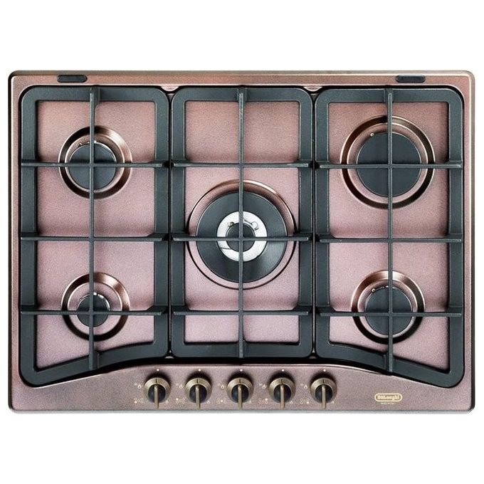 De'Longhi ROF 57 PRO Country Piano cottura Gas 70 cm 5 fuochi Tripla Corona Griglie Ghisa colore Ramato