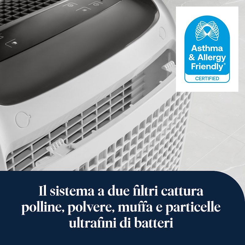 DEUMIDIFICATORE DE'LONGHI TASCIUGO ARIADRY MULTI DDSX220, 20 l/24 h, Serbatoio 5 l, Funzione asciuga biancheria