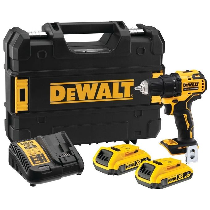 DeWALT DCD709D2T-QW Trapano Avvitatore a Percussione 18V Brushless 65 Nm 2 Batterie 2Ah mandrino 13 mm colore Nero Giallo