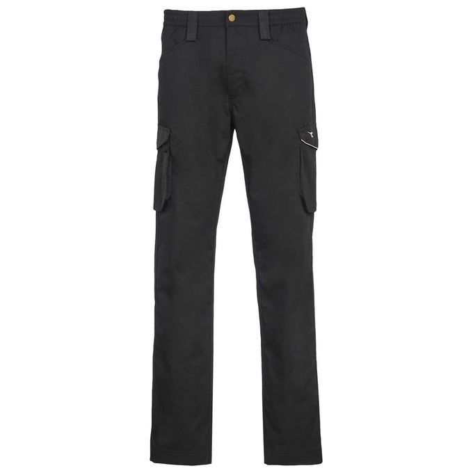 Diadora Utility 160301 STAFF Pantaloni Cargo da Lavoro ISO 13688:2013 Dettagli Rifrangenti Tripla Cucitura colore Nero