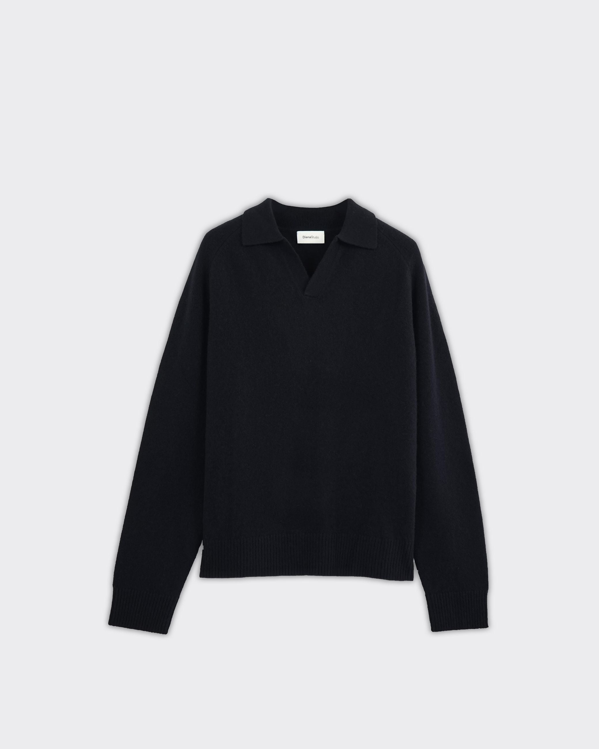 Diana Studio Polo Open Collar Blu Navy