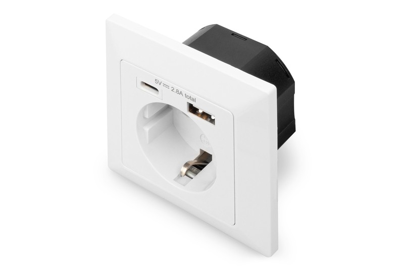 Digitus Presa Di Sicurezza Da Incasso Con 1 Usb Type-C 1 Usb A