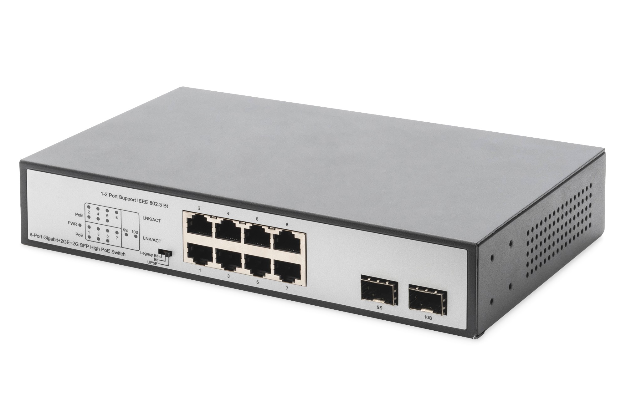 Digitus Switch Gigabit 8 Porte Con 6 X Porte Poe 2 X Rj45 2 X Sfp Uplink 802.3 Af/At/Bt