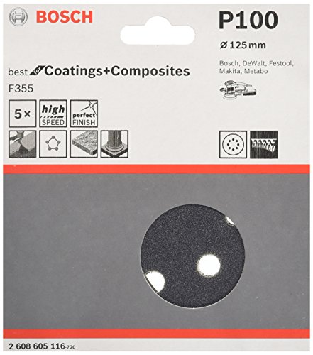 Dischi Abrasivi Per Levigatrice Rotorbitale 125 Mm Grana 100 Black 2608605116 Bosch