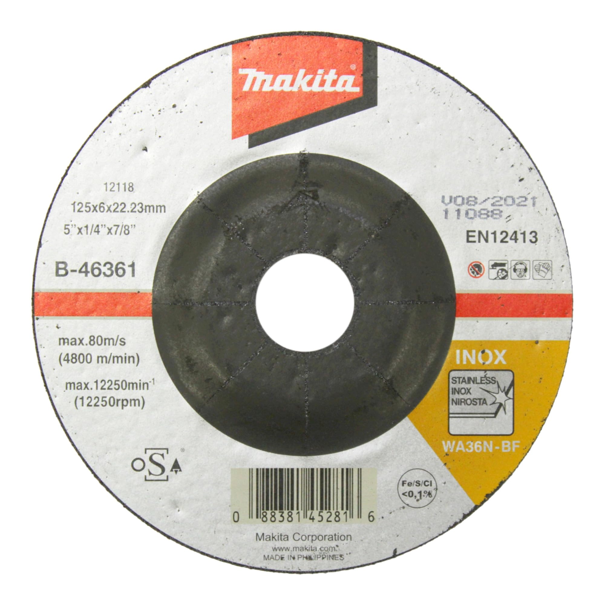 Disco Abrasivo De, 125 X 6 Mm, Acciaio Inox