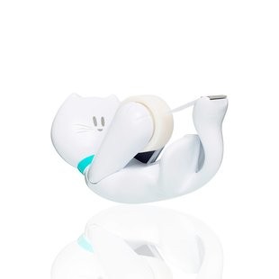 Dispenser di nastro adesivo Scotch Magic - Forma di gatto - Include 1 rotolo da 19 mm x 889 m - Bianco