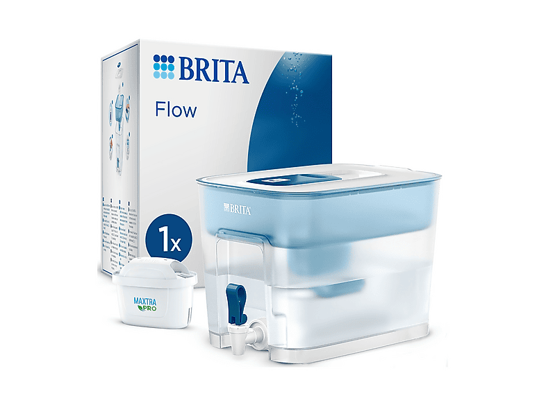 Dispenser filtrante acqua BRITA Flow (8.5L) incl. 1 x filtro MAXTRA PRO All-in-1 che riduce cloro, calcare, PFAS e metalli - Capienza XXL