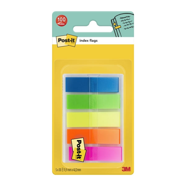 Dispenser per Post-it con 100 segnalibri riposizionabili - Forma rettangolare - Colori assortiti