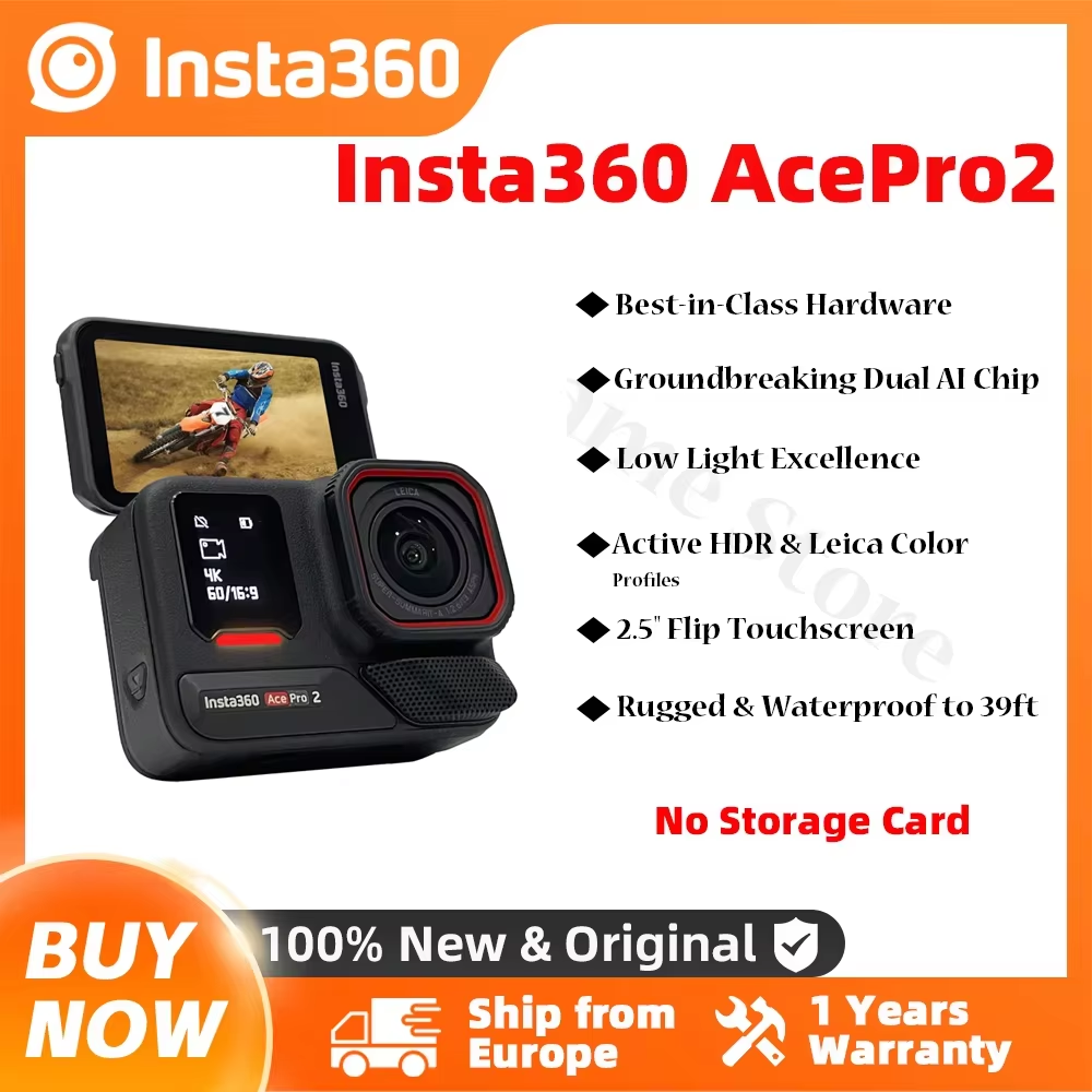 【Disponibile in magazzino UE】 Insta360 Ace Pro 2, videocamera d'azione 8K impermeabile, doppio chip AI, sensore da 1/1,3 pollici, Acepro 2, nuovo modello.