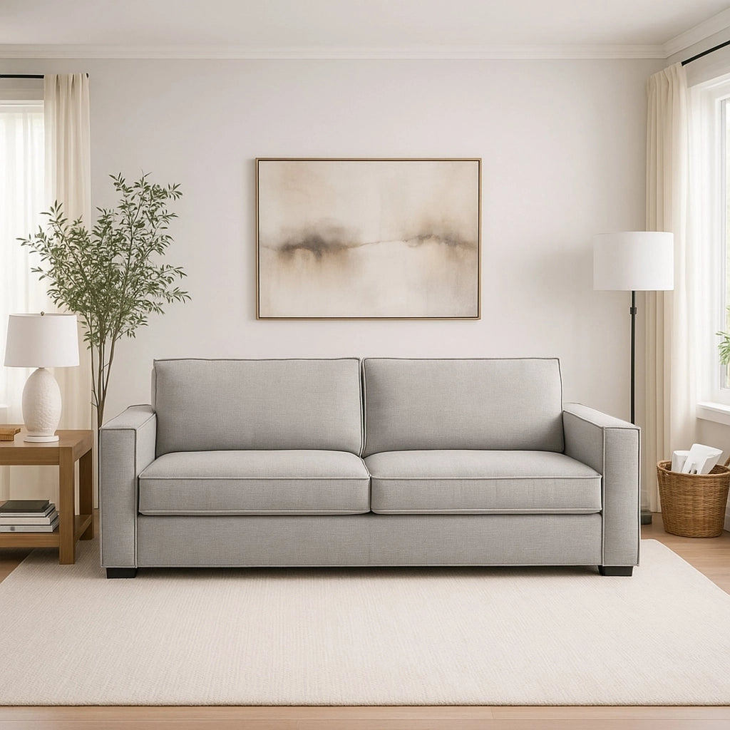 Divano fisso Aglientu, Divano a 2 posti, Made in Italy, Sofà Soggiorno in tessuto, con Braccioli slim, cm 160x95h90, Grigio