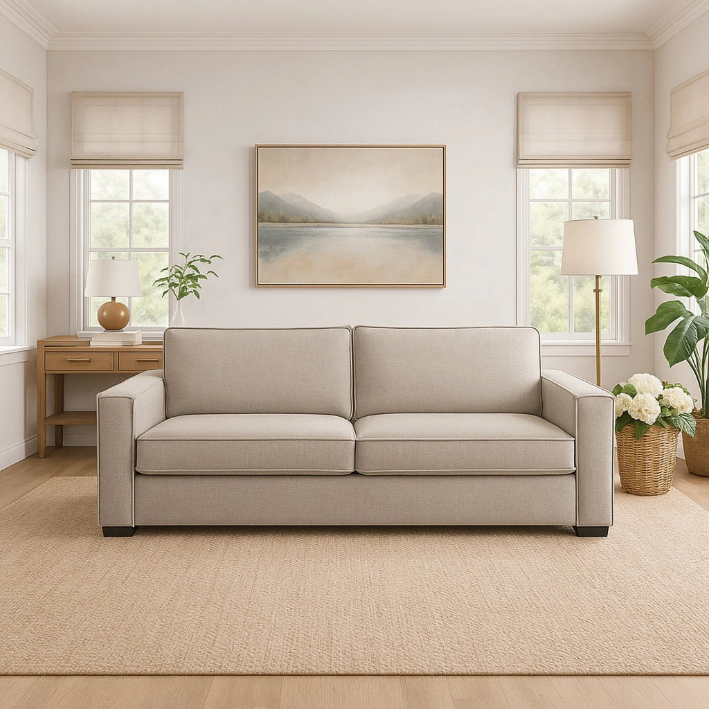 Divano fisso Aglientu, Divano a 2 posti, Made in Italy, Sofà Soggiorno in tessuto, con Braccioli slim, cm 160x95h90, Tortora
