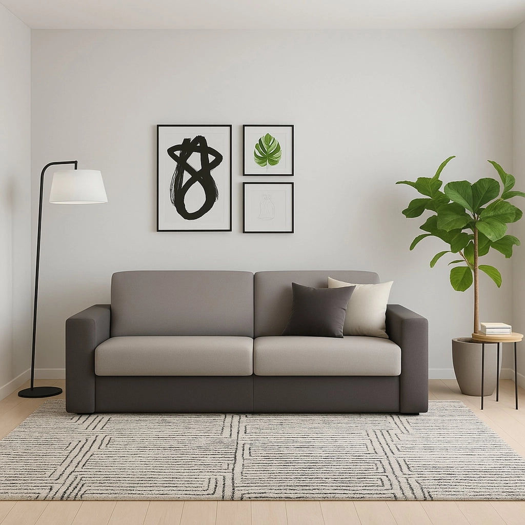 Divano fisso Azzurrite, Divano a 2 posti, Made in Italy, Sofà Soggiorno in tessuto imbottito, con Braccioli standard, cm 180x95h90, Grigio e Antracite