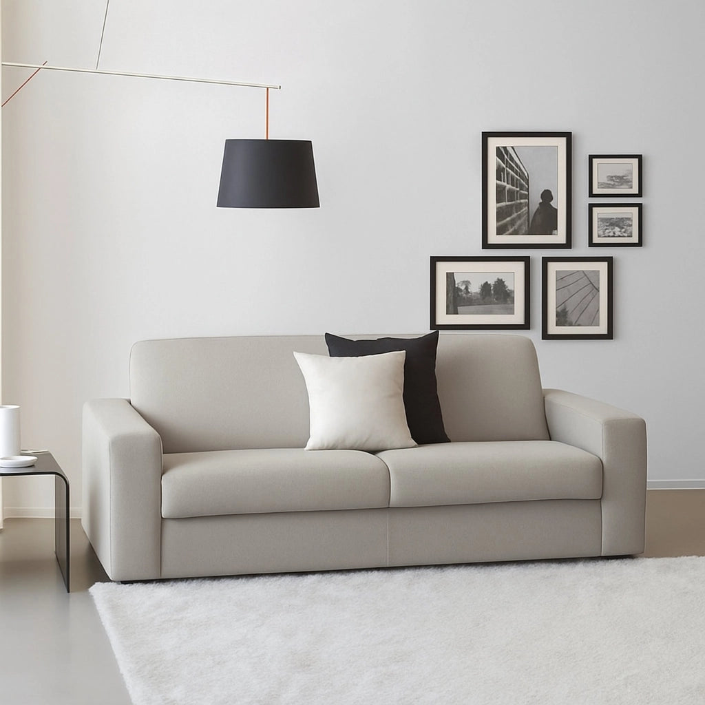 Divano fisso Malachite, Divano a 2 posti, Made in Italy, Sofà Soggiorno, in tessuto imbottito, con Braccioli slim, cm 160x95h90, Grigio