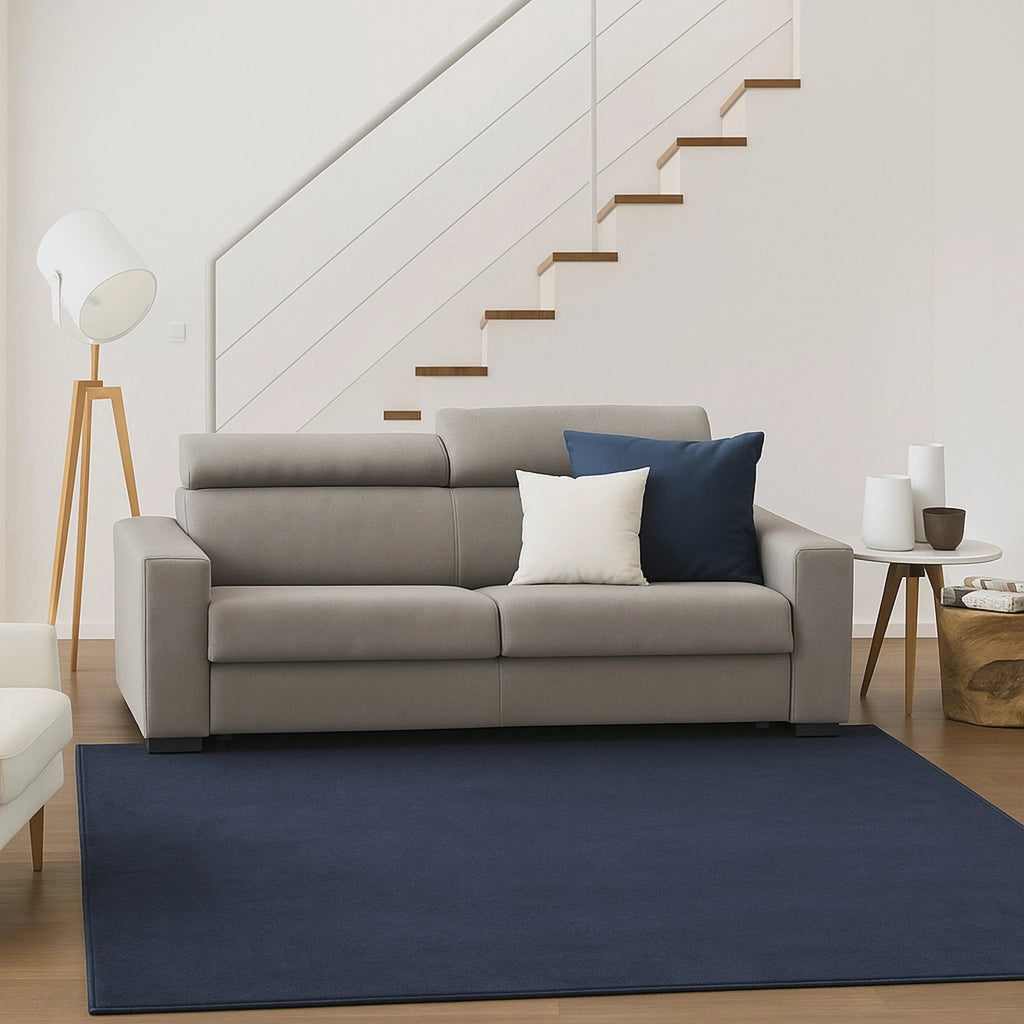 Divano fisso Schiavo, Divano a 2 posti Large, Made in Italy, Sofà Soggiorno, in tessuto imbottito, con poggiatesta regolabili e Braccioli standard, cm 200x95h85, Tortora
