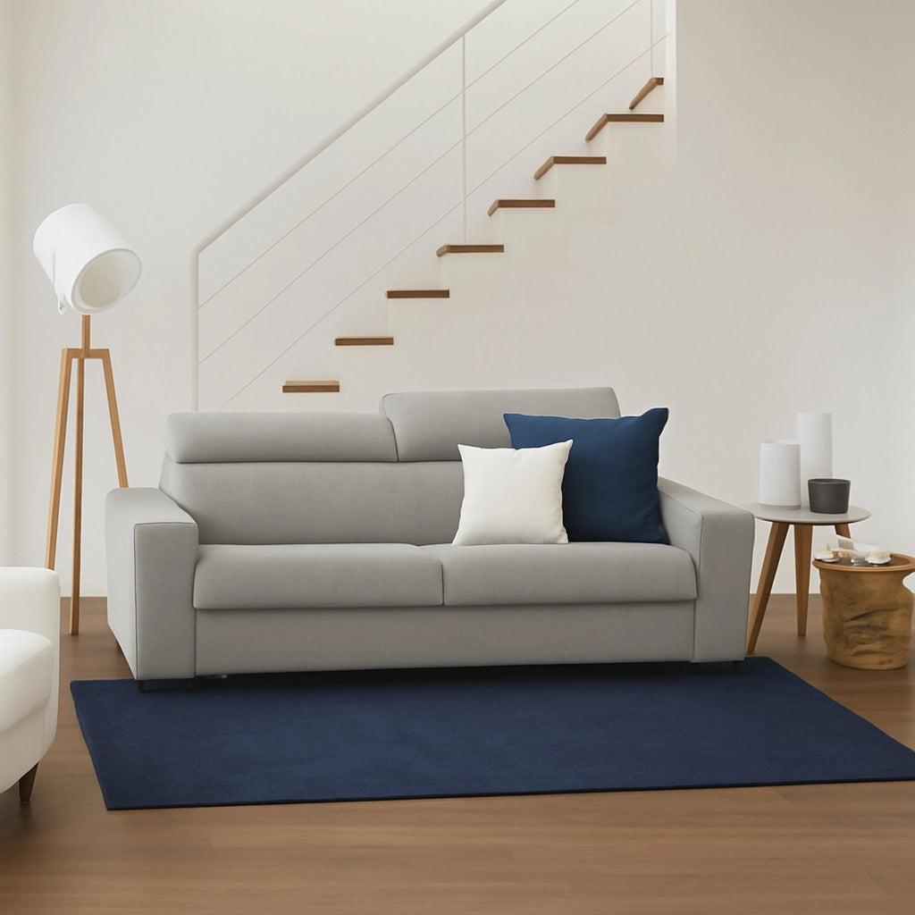 Divano fisso Schiavo, Divano a 2 posti Large, Made in Italy, Sofà Soggiorno, in tessuto imbottito, con poggiatesta regolabili e Braccioli standard, cm 200x95h85, Grigio