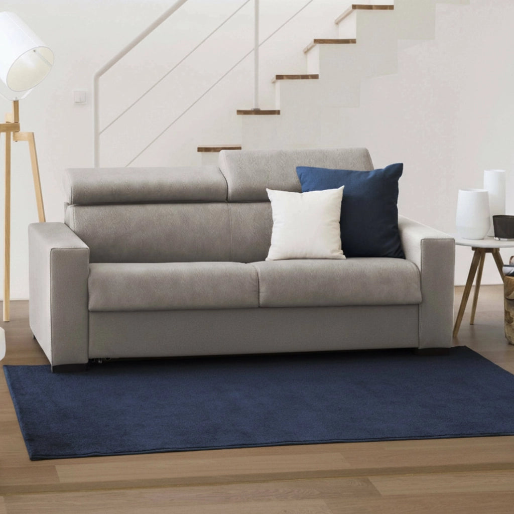 Divano Letto Annalara, Divano a 2 posti, Made in Italy, Sofà Soggiorno con apertura girevole, con poggiatesta regolabili e Braccioli standard, cm 180x95h85, Tortora