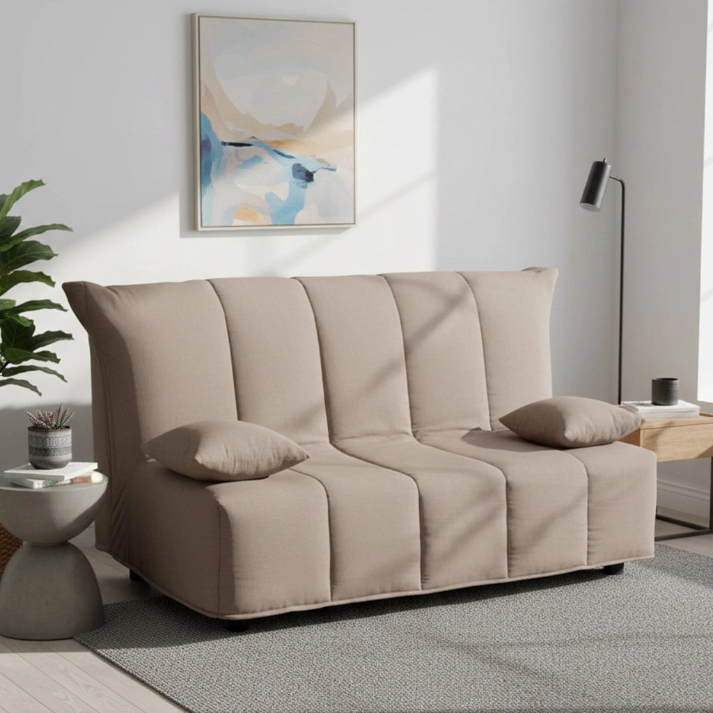 Divano Letto Antal, Divano a 3 posti, Made in Italy, Sofà Soggiorno con apertura a carrello con apertura a carrello, in tessuto imbottito, con cuscini inclusi, cm 165x90h85, colore Tortora