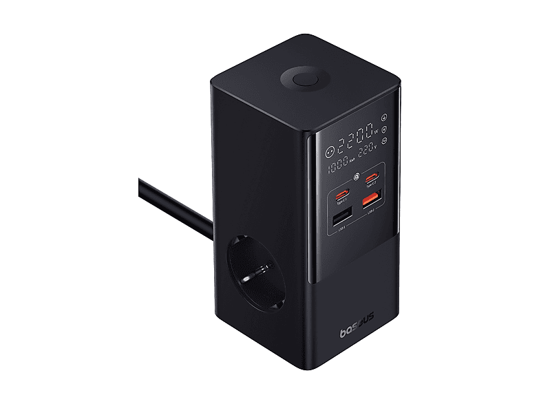 DOCKING STATION BASEUS PowerCombo Tower Power Strip, 2 prese AC + USB-A USB-C, 100W, cavo da 1,5 metri