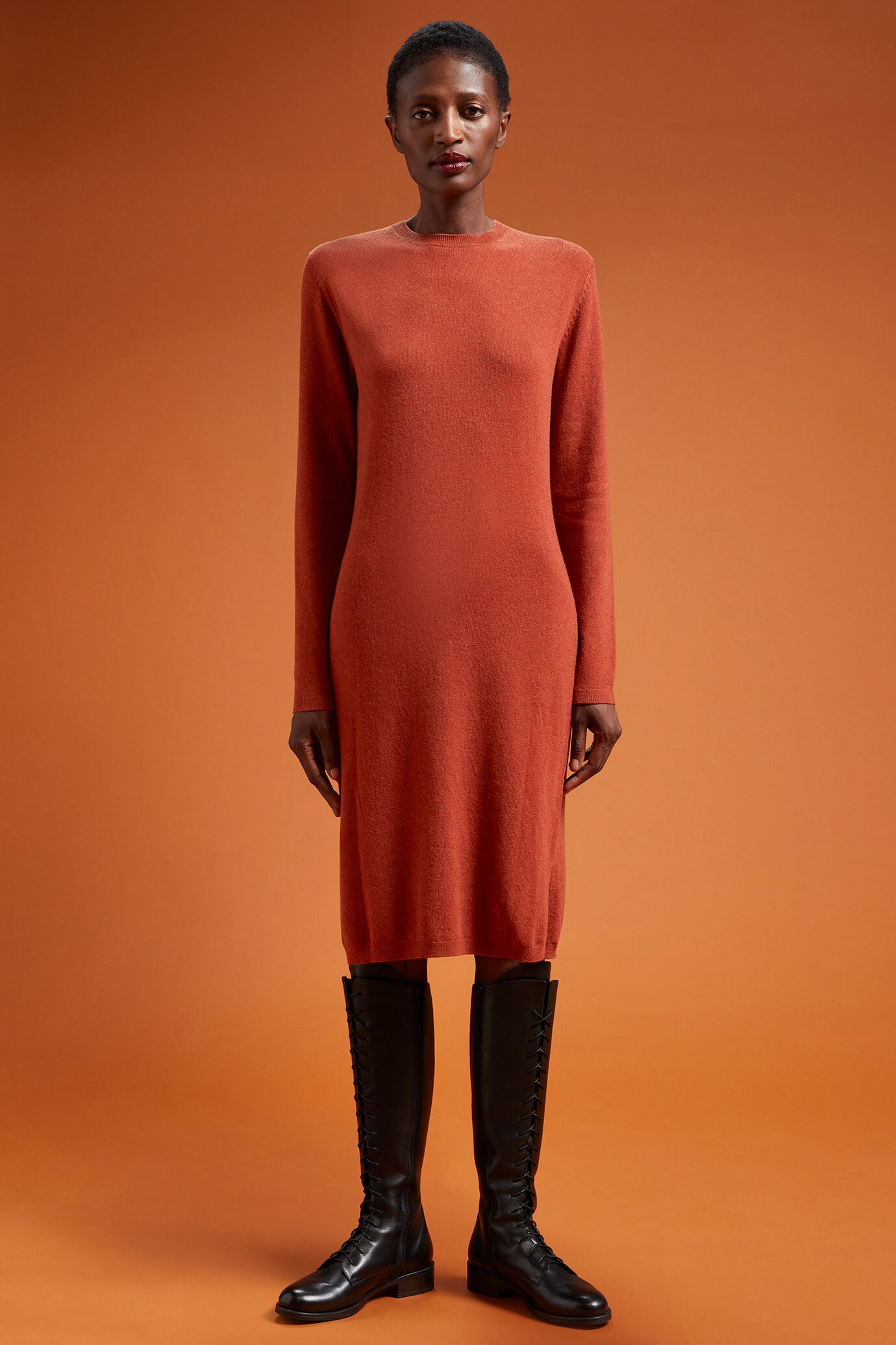 Doppelganger - Abito donna in maglia girocollo con spacchi laterali regular fit
