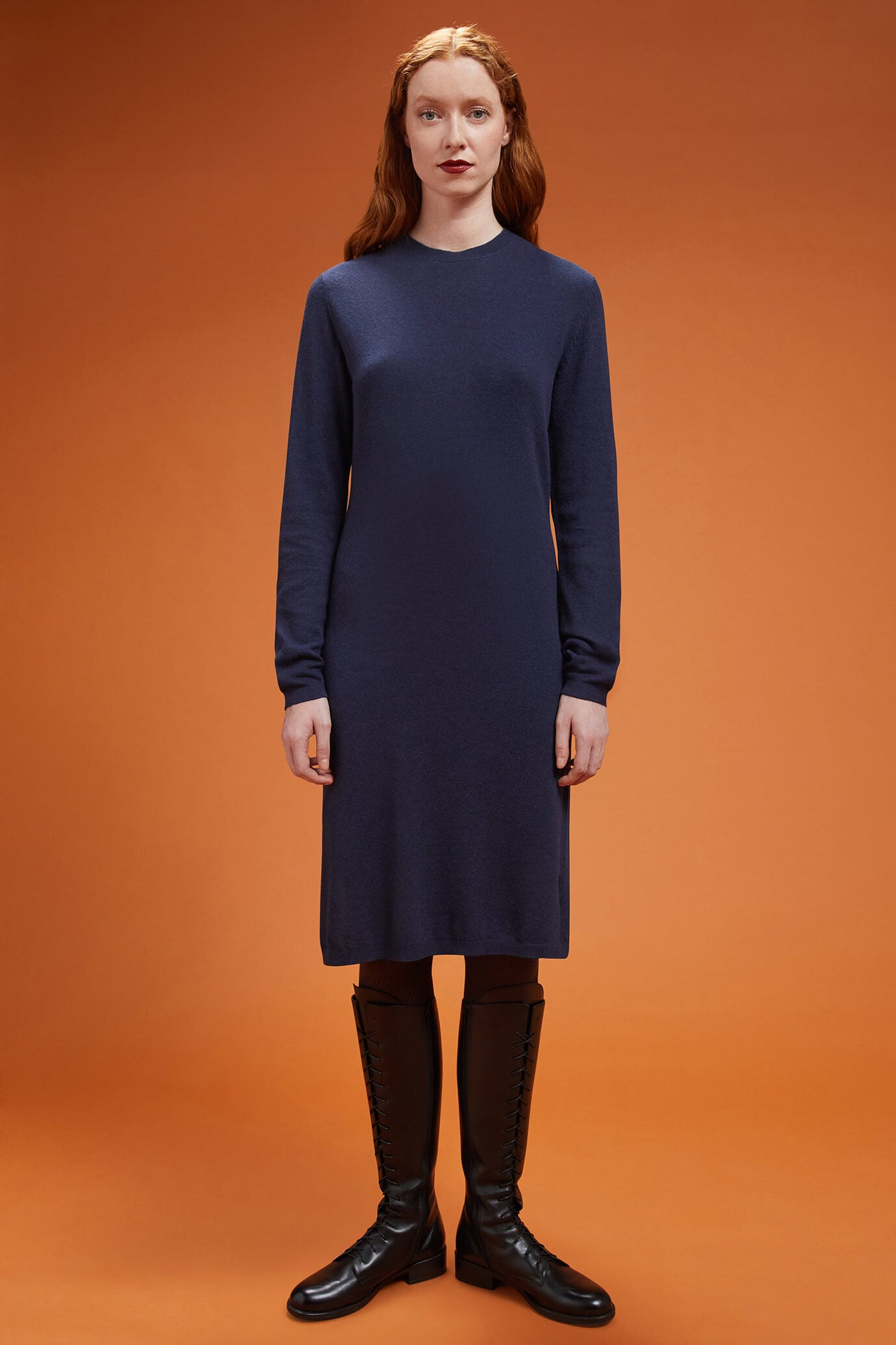 Doppelganger - Abito donna in maglia girocollo con spacchi laterali regular fit