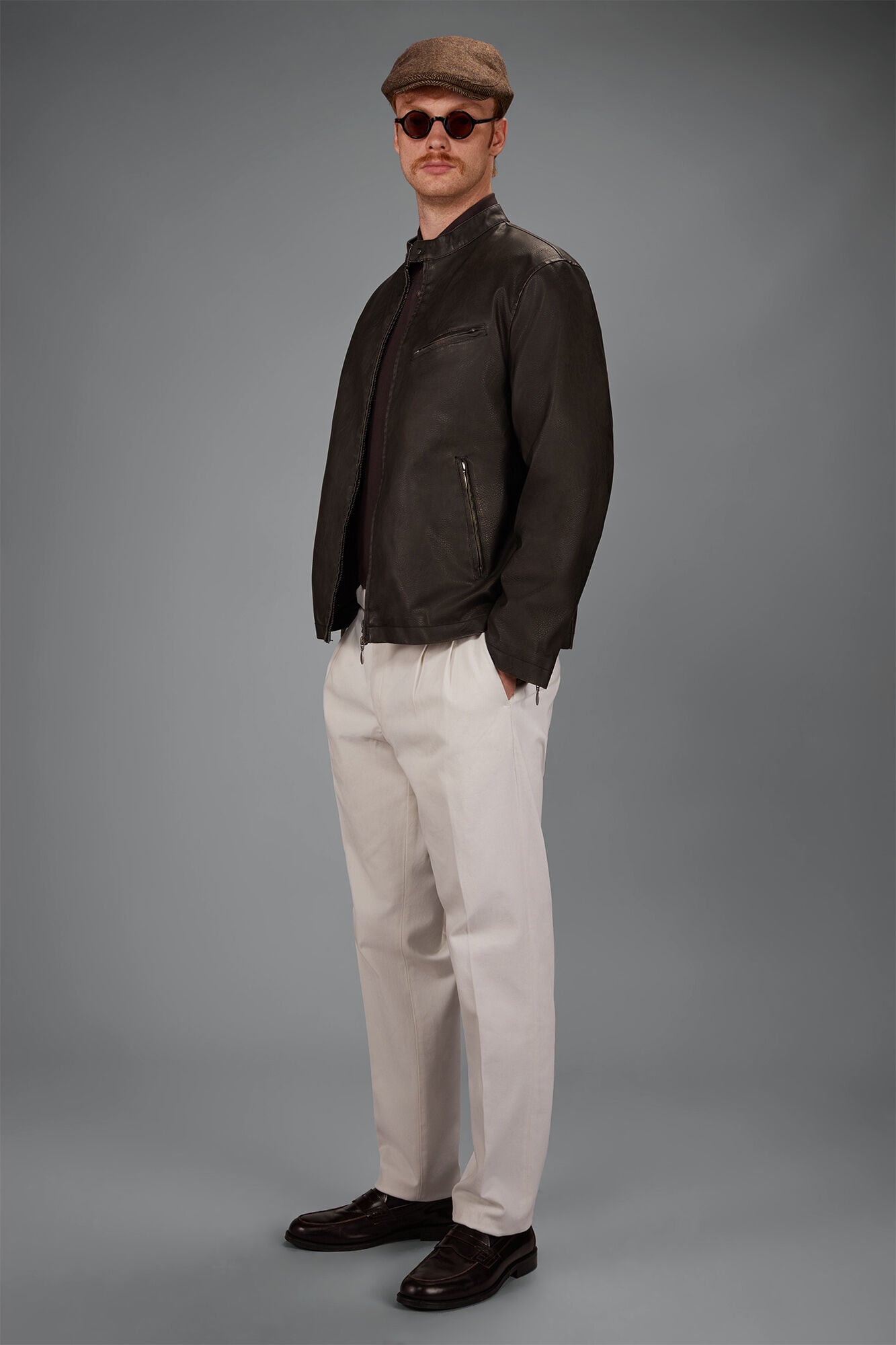 Doppelganger - Biker uomo in tessuto simil pelle sfoderato regular fit