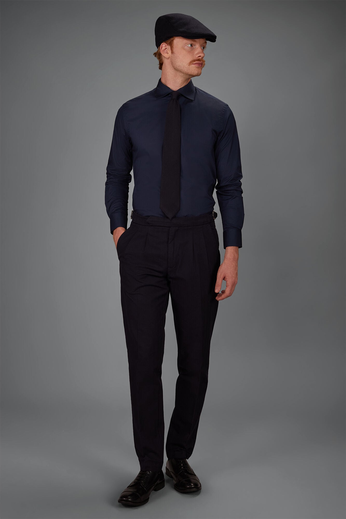 Doppelganger - Camicia classica collo francese uomo 100% cotone tinta unita fiammato