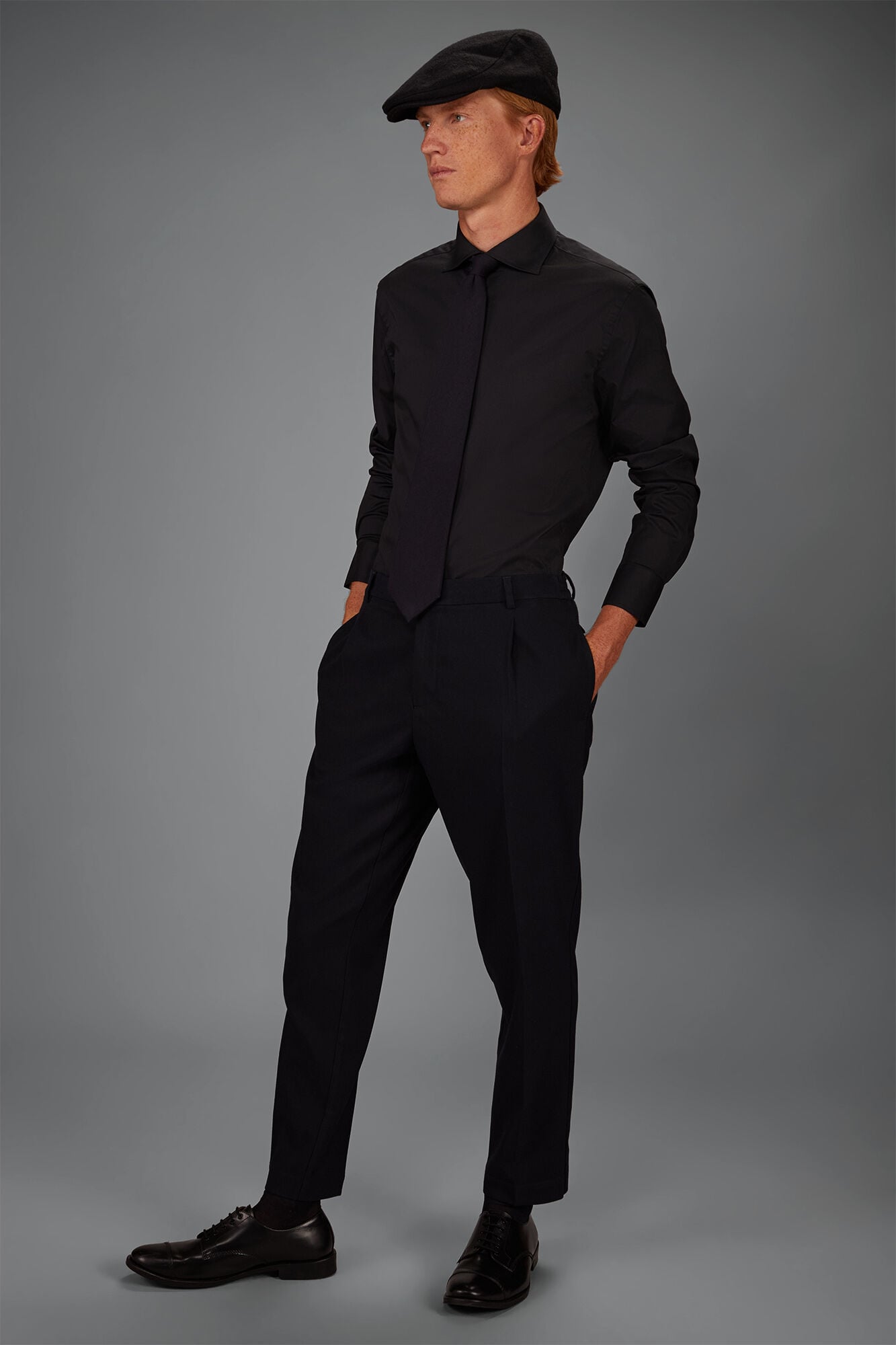 Doppelganger - Camicia classica collo francese uomo 100% cotone tinta unita fiammato